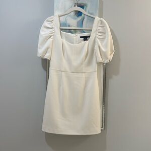 French Connection Cream Mini Dress with Puff Sleeves